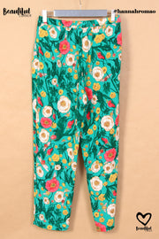 Pantalon large turquoise à fleurs MONKI
