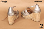 Sandales compensées argenté-doré Castaner
